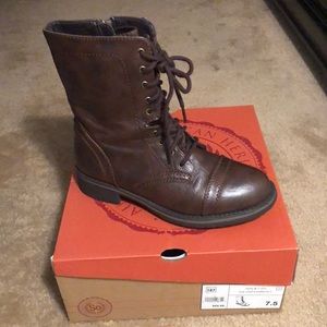 Brown combat boots